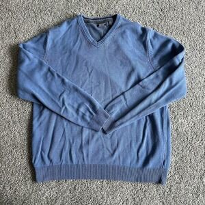 IZOD Men's Premium Essentials Solid V-Neck‎  Sweater XL, Blue